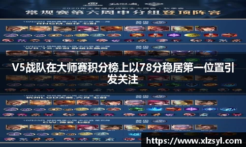 V5战队在大师赛积分榜上以78分稳居第一位置引发关注